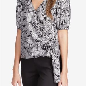 Women's Foil Paisley Wrap Top